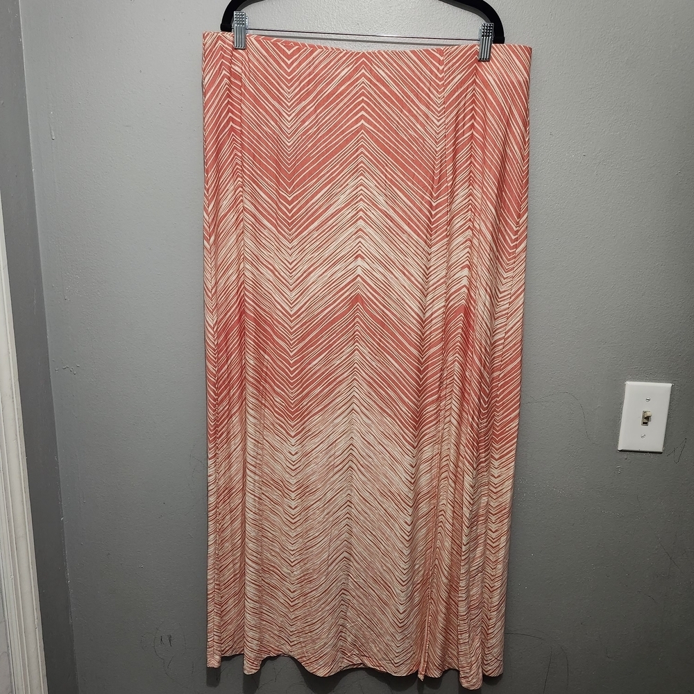 Tommy Bahama Coral Chevron Maxi Skirt Size XL Summer Beach Vacstion